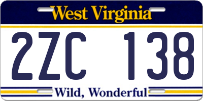 WV license plate 2ZC138