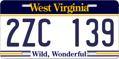 WV license plate 2ZC139