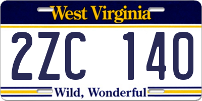 WV license plate 2ZC140
