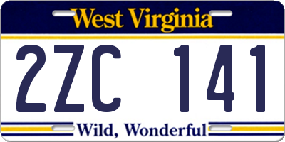 WV license plate 2ZC141