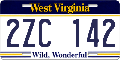 WV license plate 2ZC142