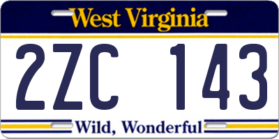 WV license plate 2ZC143