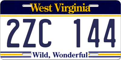 WV license plate 2ZC144