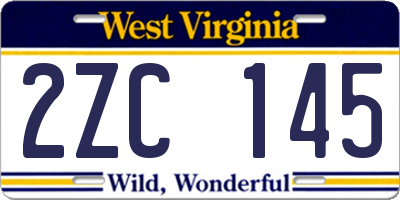 WV license plate 2ZC145