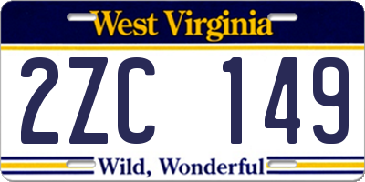 WV license plate 2ZC149