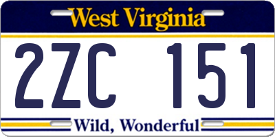 WV license plate 2ZC151