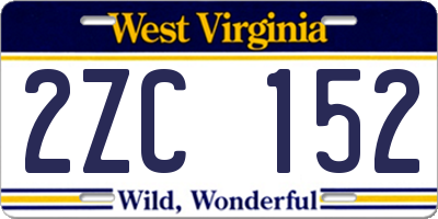 WV license plate 2ZC152