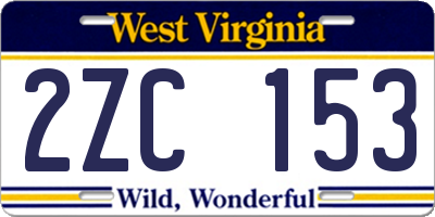 WV license plate 2ZC153