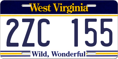 WV license plate 2ZC155