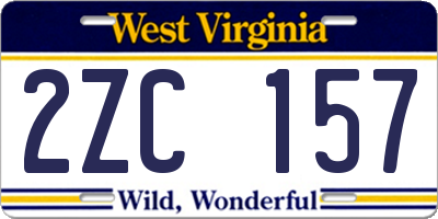 WV license plate 2ZC157