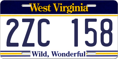 WV license plate 2ZC158