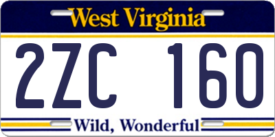 WV license plate 2ZC160