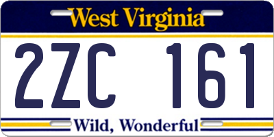 WV license plate 2ZC161