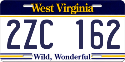 WV license plate 2ZC162