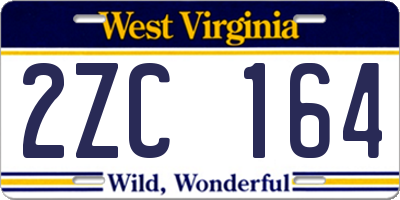 WV license plate 2ZC164