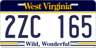 WV license plate 2ZC165