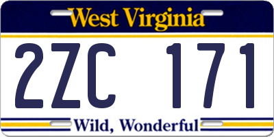 WV license plate 2ZC171