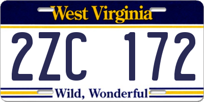 WV license plate 2ZC172