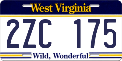WV license plate 2ZC175