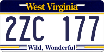 WV license plate 2ZC177