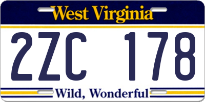 WV license plate 2ZC178