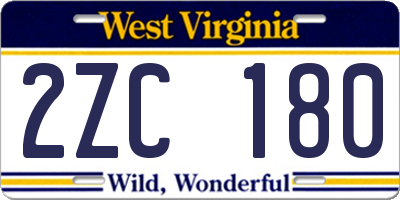 WV license plate 2ZC180