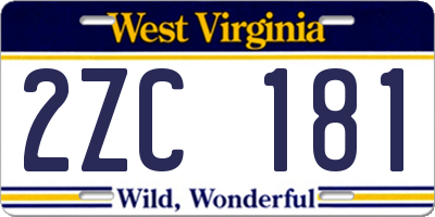 WV license plate 2ZC181