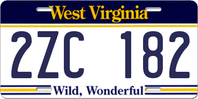 WV license plate 2ZC182