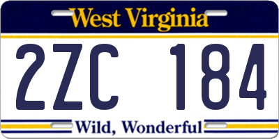 WV license plate 2ZC184