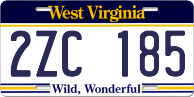 WV license plate 2ZC185