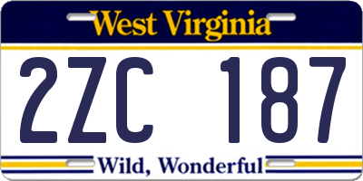 WV license plate 2ZC187