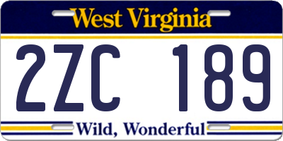 WV license plate 2ZC189