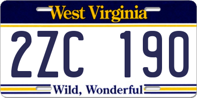 WV license plate 2ZC190
