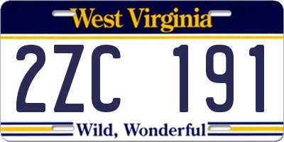 WV license plate 2ZC191
