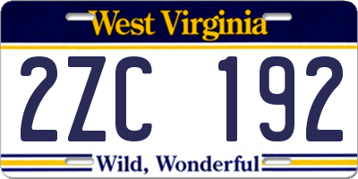 WV license plate 2ZC192