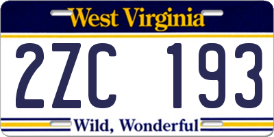 WV license plate 2ZC193