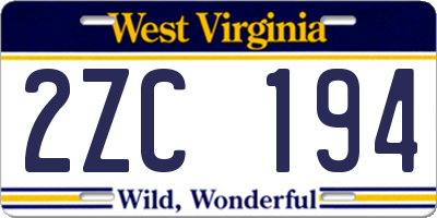 WV license plate 2ZC194