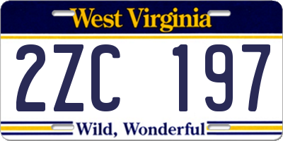 WV license plate 2ZC197
