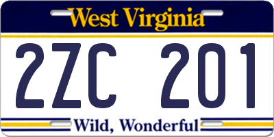 WV license plate 2ZC201