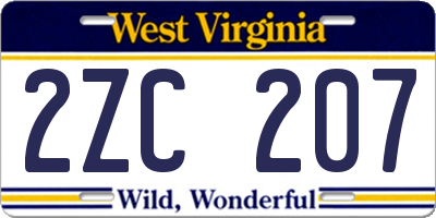 WV license plate 2ZC207