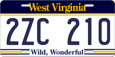 WV license plate 2ZC210