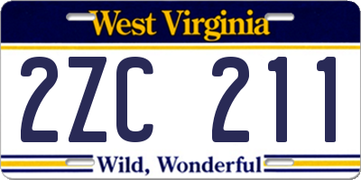 WV license plate 2ZC211