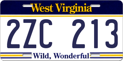 WV license plate 2ZC213