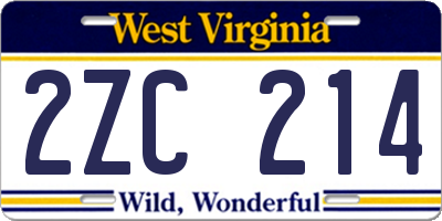 WV license plate 2ZC214