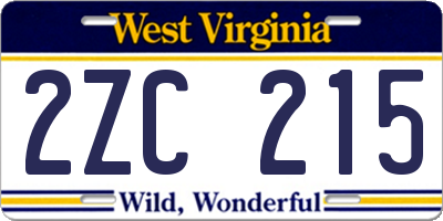 WV license plate 2ZC215