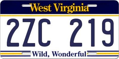 WV license plate 2ZC219