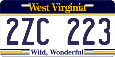 WV license plate 2ZC223