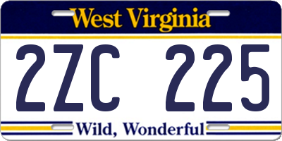 WV license plate 2ZC225