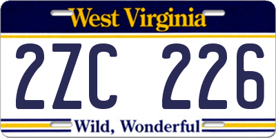 WV license plate 2ZC226