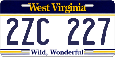 WV license plate 2ZC227